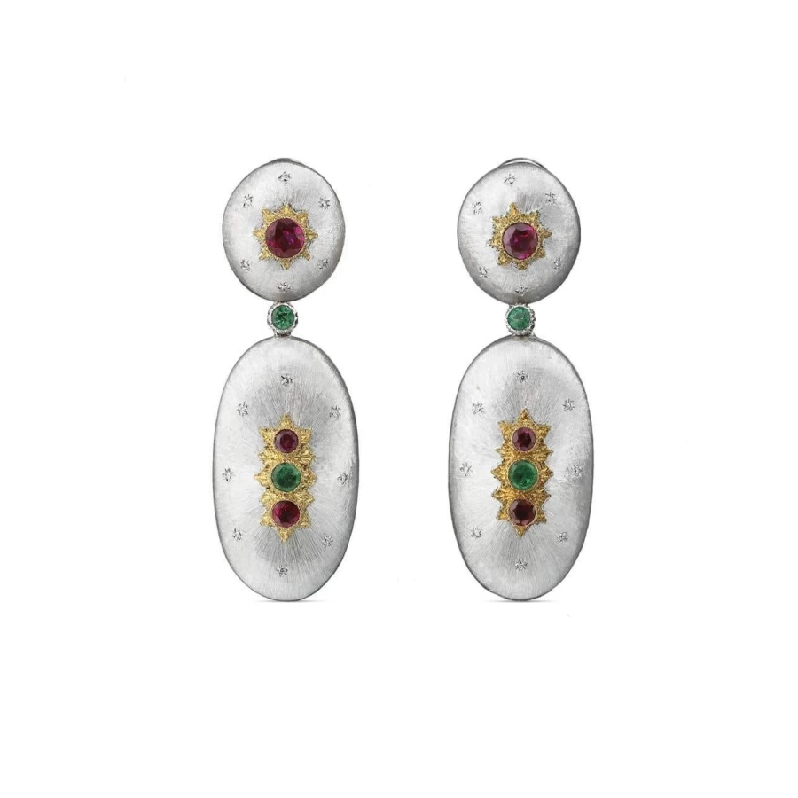 Buccellati Macri Color Gemstone Earrings in 18K Gold