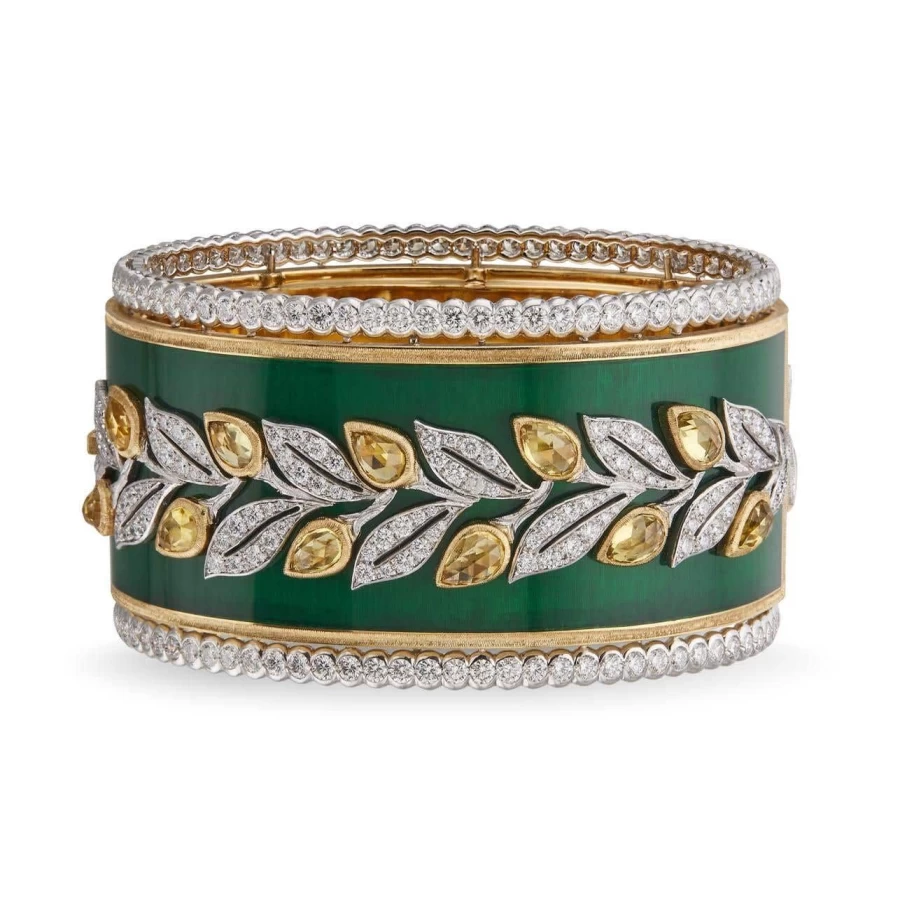 Buccellati Capri 18K Gold Diamond Bangle Bracelet for Women Luxury Italian Jewelry