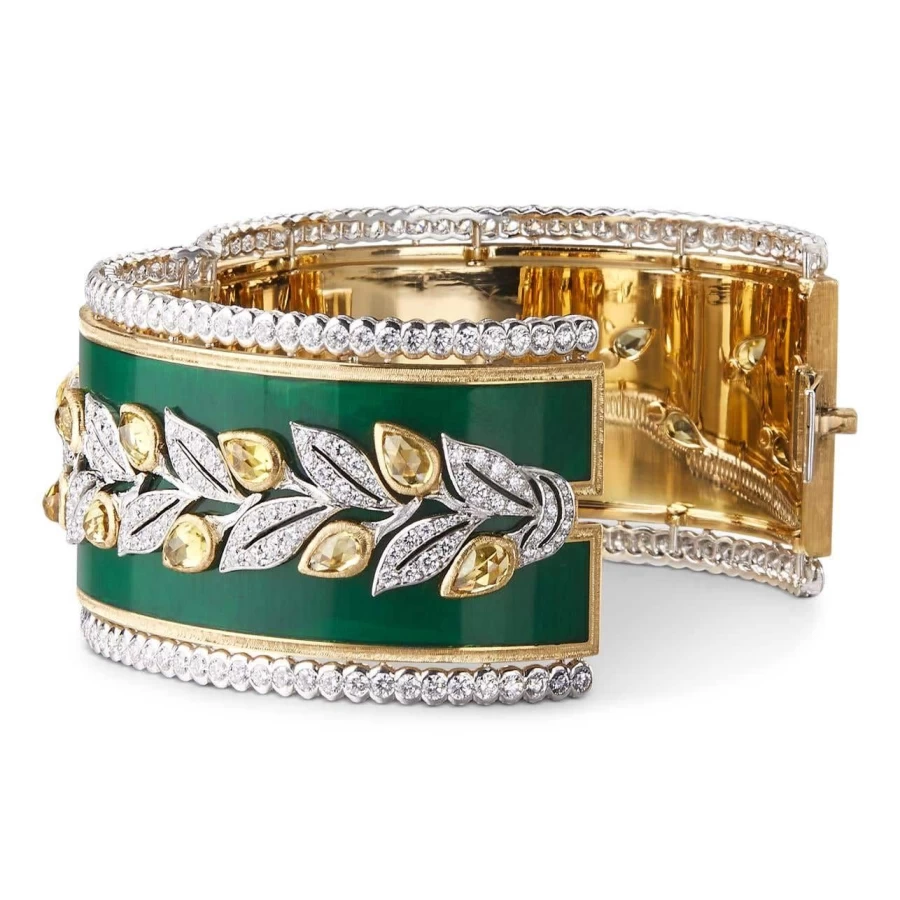 Buccellati Capri 18K Gold Diamond Bangle Bracelet for Women Luxury Italian Jewelry
