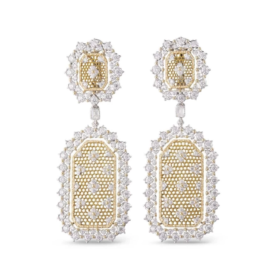 Buccellati Mosaico 18K Gold Diamond Earrings | Luxury Italian Jewelry