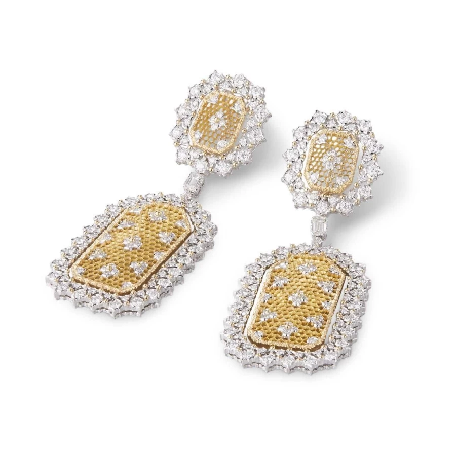 Buccellati Mosaico 18K Gold Diamond Earrings | Luxury Italian Jewelry