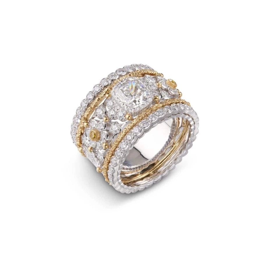 Buccellati Mosaico Diamond Ring in 18K Gold | Luxury Italian Jewelry