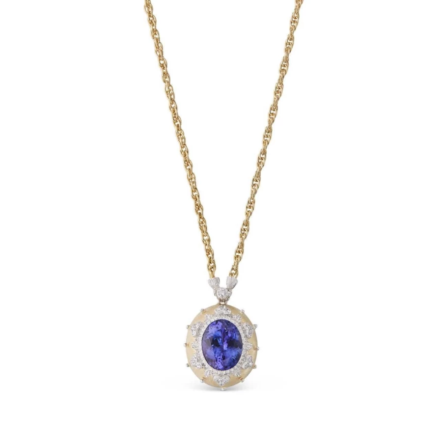 Buccellati Macri Color Gemstone Pendant Necklace - 18K Gold & Diamond Elegant Jewelry