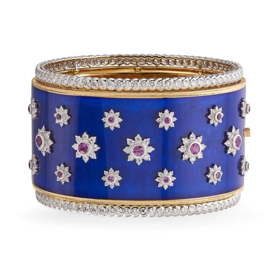 Buccellati Capri 18K Gold Diamond Bangle Bracelet for Women Luxury Italian Jewelry