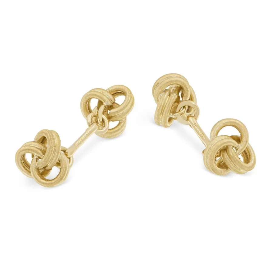 Buccellati Knot Design Sterling Silver Cufflinks for Men - Luxury Italian Wedding & Formal Accessories