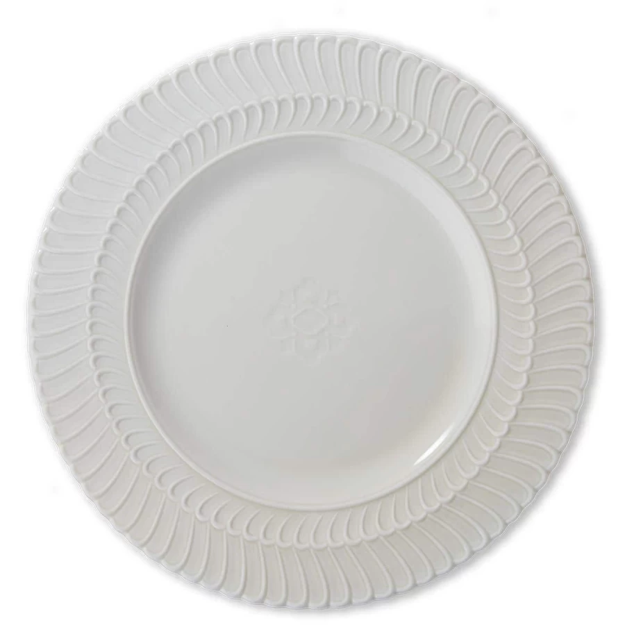 Buccellati Florence White Double Rouche Dinner Plate - Elegant Furnace Crafted Tableware