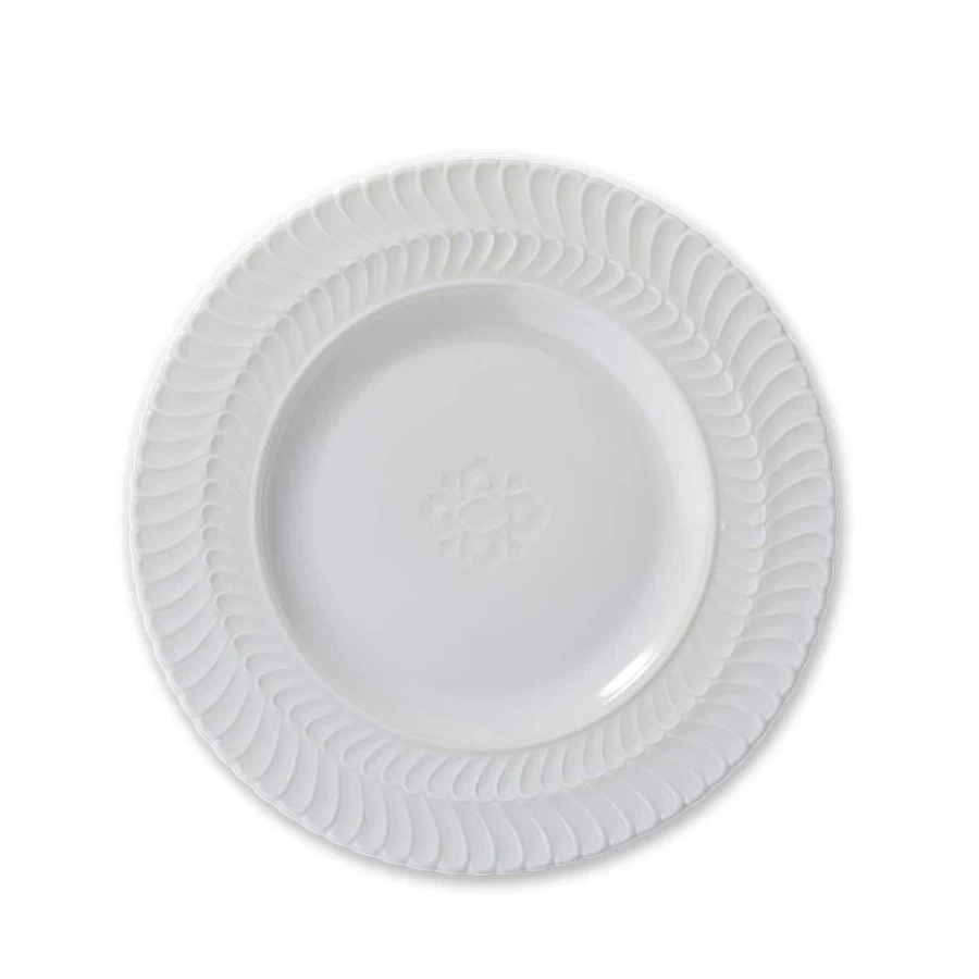 Buccellati Florence White Porcelain Dessert Plate with Double Rouche Detail